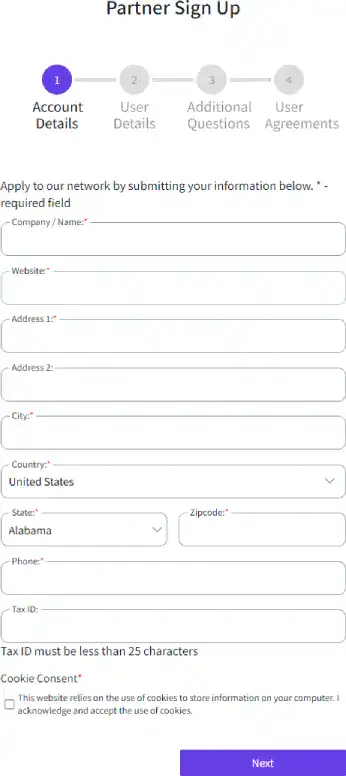 Hostinger affiliate program sign up form step 1 account details