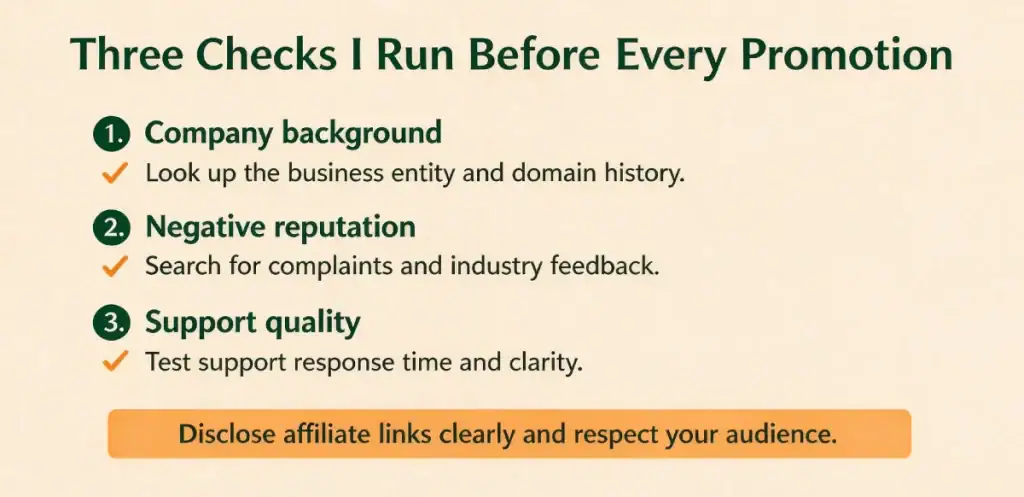 how to choose affiliate products to promote 3 step vetting checklist